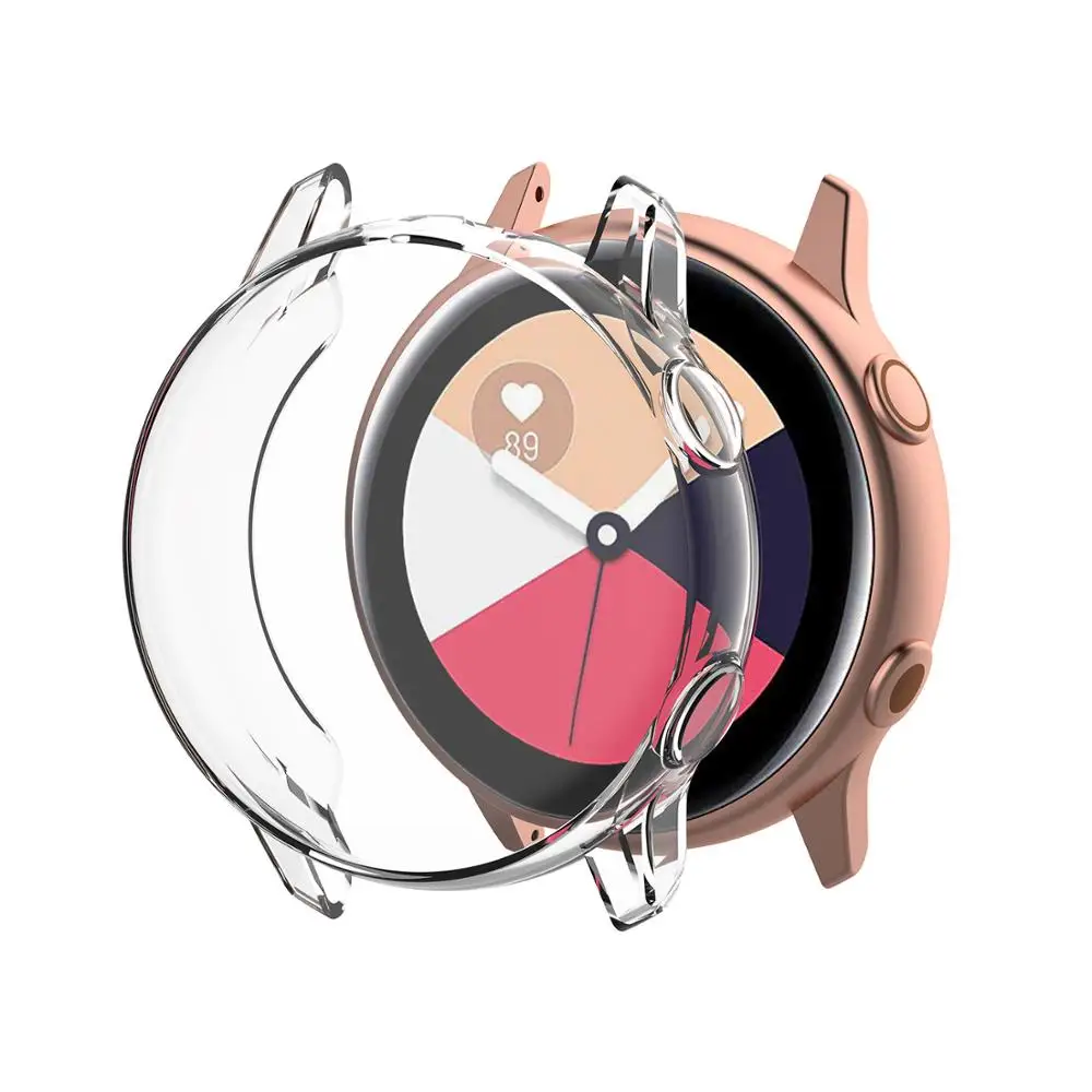 Transparent white Для galaxy watch Активный Чехол samsung galaxy watch active 2 44 мм 40 мм Бампер протектор HD полное покрытие экрана Защитный чехол - Цвет: Transparent white