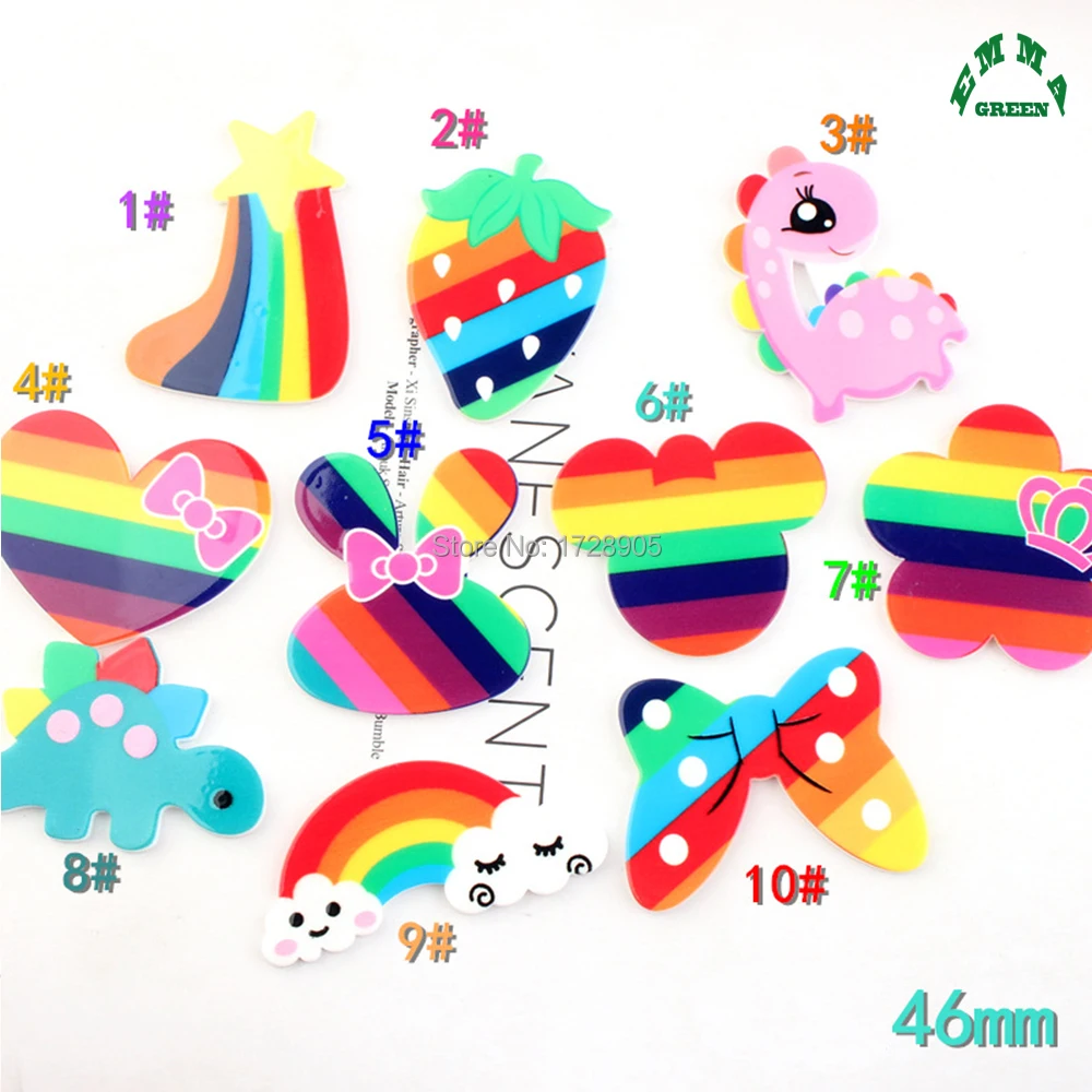 

Rainbow Cabochons for kids 10pcs Kawaii Cartoon Lovely Acrylic Flatback Planar DIY Crafts scrapbook for Hair Bow Centers
