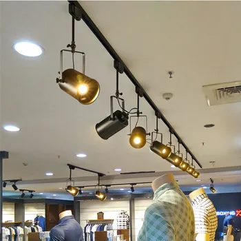 

Vintage Ceiling Light LED Black Iron Ceiling Lamp Industrial clothing Track Lamp retro rail Spot light luminaire Kitchen Fixture