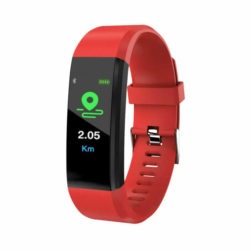 Новинка 115 плюс Смарт наручные часы фитнес-трекер здоровья монитор сердечного ритма шагомер Yoho спортивные водонепроницаемые OLED экран браслет - Цвет: Красный