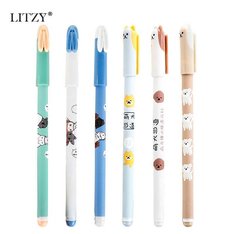 Гелевая черные чернила для ручки LITZY 6 шт. нейтральная ручка с милыми собаками и