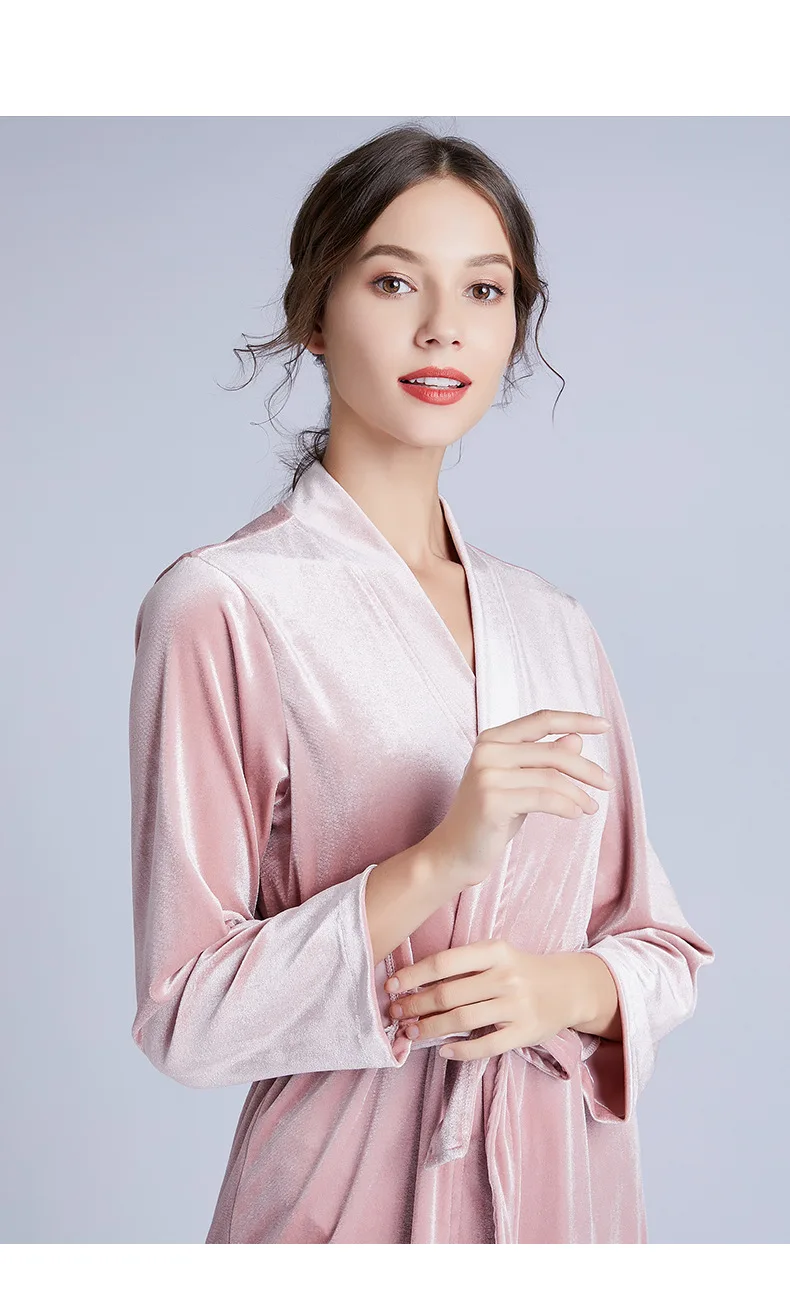 Roseheart, зимняя, серая, синяя, розовая, женская модная одежда для сна, ночная рубашка, сексуальные халаты, искусственный шелк, женский халат размера плюс, из плюша, с поясом