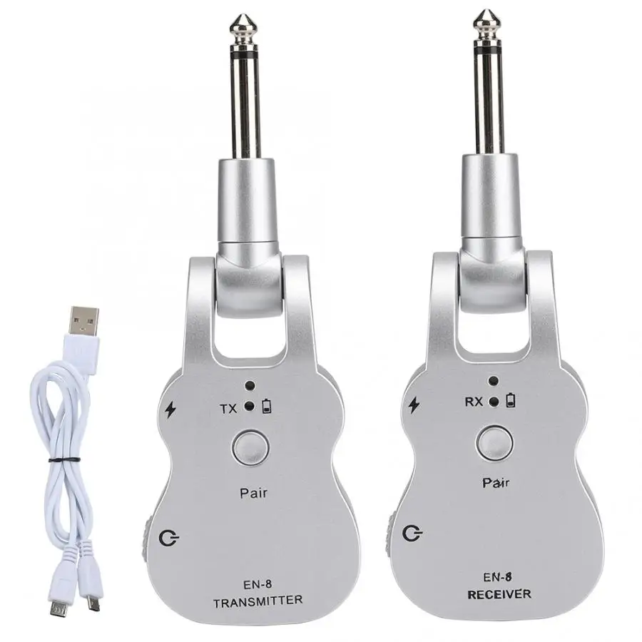 receptor bluetooth 2.4G USB Wireless High-end Guitar System Pickup with Built-in Rechargeable Battery bluetooth transmitter - Цвет: Серебристый