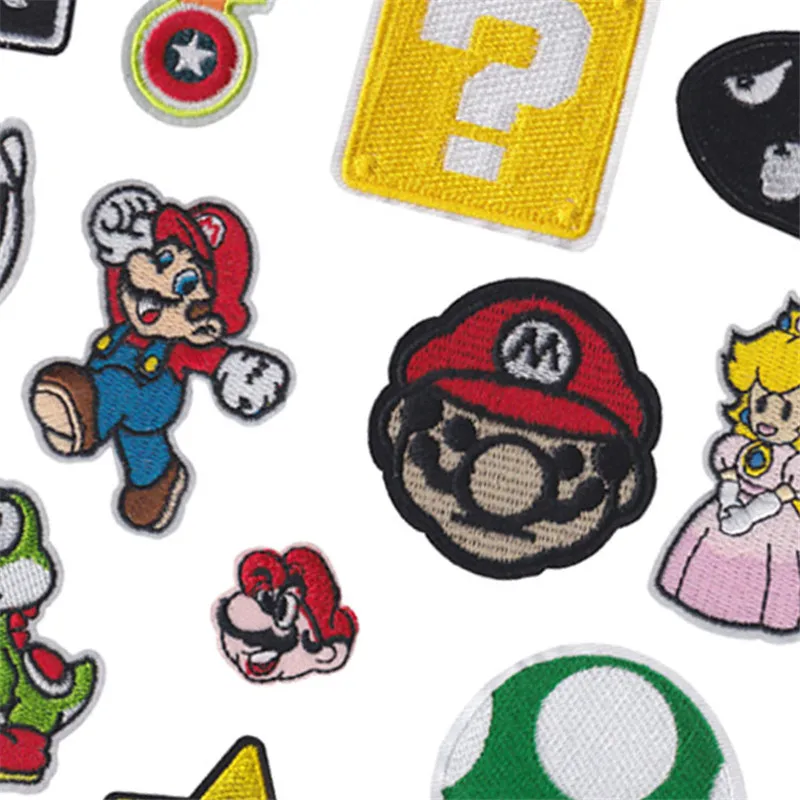 Buy Mario iron on patches stripes thermo stickers on clothes application of  one transfer fusible clothing anime patch applique tops Online - 360  Digitizing - Embroidery Designs