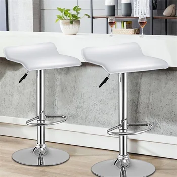

Set of 2 Swivel Bar Stools Backless Dining Chair Height Adjustable PU Leather Chairs HW55498