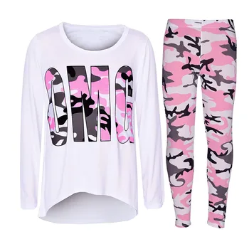 Girls Clothing Sets Spring Camouflage T-shirt Print For Girls And Boys From 5 to 13 Years Long Sleeve Suit Children Tracksuit 4