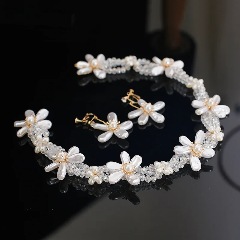 Bride Wedding Headdress Handmade Sen Retro Pearl Soft Hair Band Fashion Temperament Wedding Dress Accessories