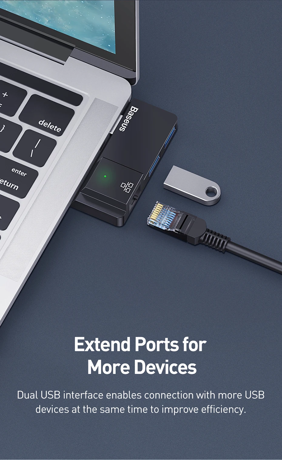 Baseus USB C концентратор USB 3,0 HDMI RJ45 USB разветвитель для поверхности Go MacBook Pro USB концентратор Мульти USB Ethernet USB-C концентратор аксессуары