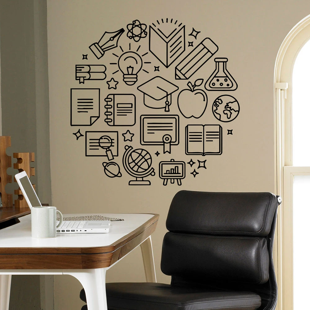 教育壁デカール学校図書館教室子供の寝室研究インテリアデザイン装飾ドア窓ビニールステッカー壁紙 Q738 ウォール ステッカー Aliexpress