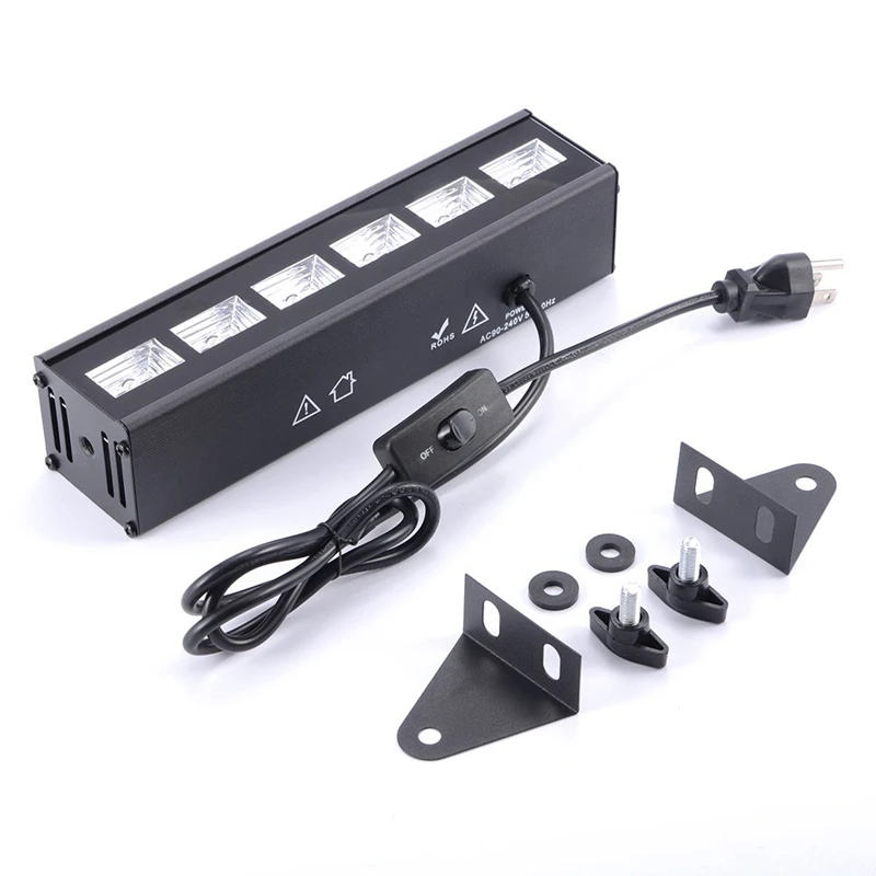 

Black Light 3W X 6 Leds Uv Bar Black Light Fixture For Party Club Dj Stage Lighting Metal Housing Black,Us Plug