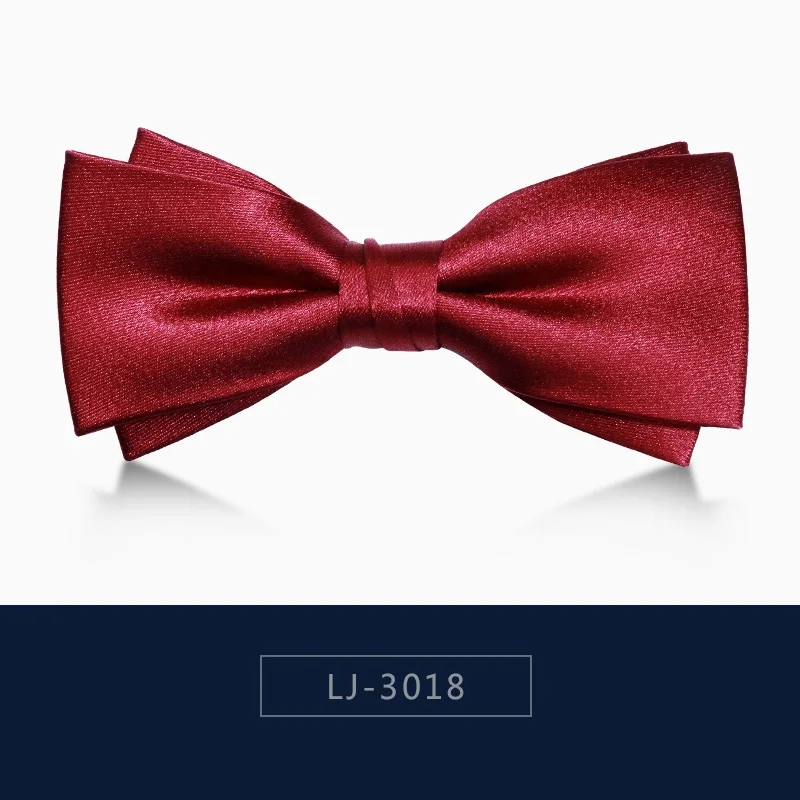 LJ-3018 Новинка, брендовые Модные мужские галстуки-бабочки, свадебные, двойные, тканевые, винно-красные, шелковые, банкетные, вечерние галстуки-бабочки с подарочной коробкой - Цвет: LJ-3018