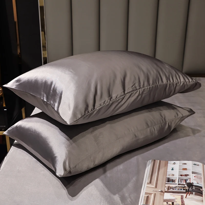 1PC/ 2pcs Pure Satin Silky Soft Pillowcase Cover Bedding pillow Cover Rectangle Pillow Cases Bed Linings Multicolor