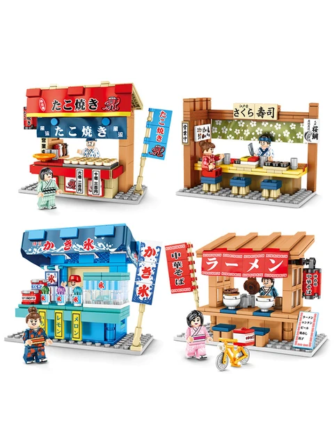 Sembo City Japan Street Sushi Restaurant Shop Store Mini Blocks Building