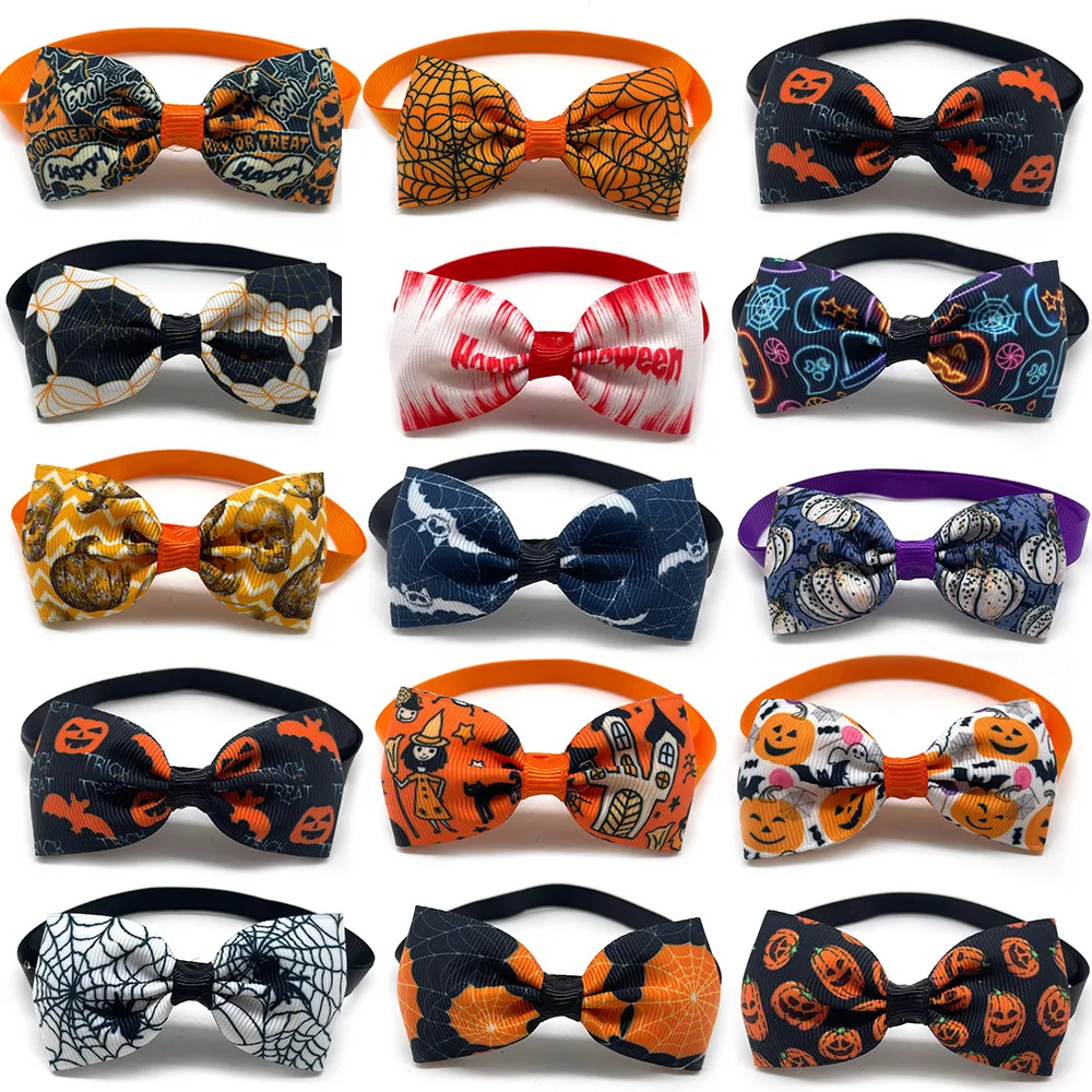 

10pcs Halloween Small Dog Bow Ties Pet Dog Cat Accessories Pet Dog Bow Tie Collar Pet Dog Owties Halloween Style Small Dogs Ties