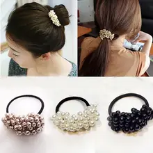 Женские аксессуары для волос с жемчугом бусины повязка для волос "конский хвост" держатель для девочек резинки для волос Винтажные эластичные резинки для волос резиновая веревка головной убор