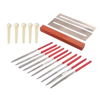 

18 Pcs Guitar Repair Tool Kit Guitar Maintenance Kit Grinding Stone Bridge Plastic String Nails Frets Nut File Set
