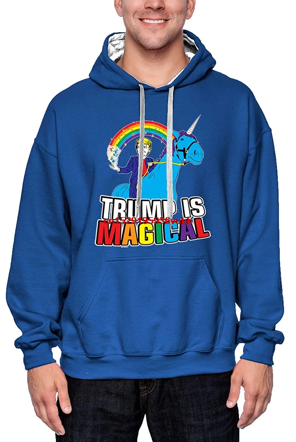 blue hoodie with white strings