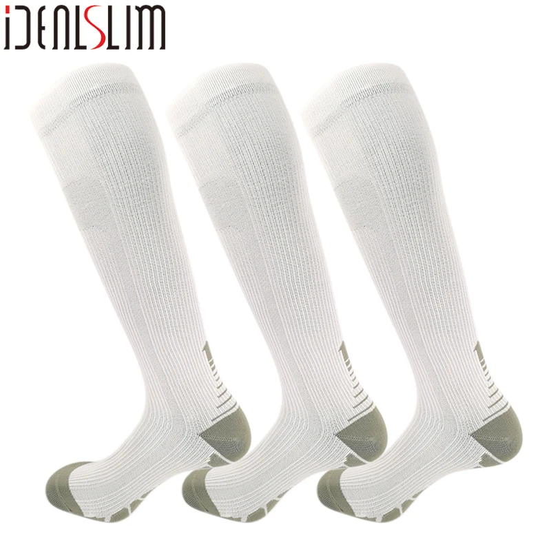 IDEALSLIM/3 пары компрессионных мужских носков, мужские подошвенные модные носки, гольфы, мужские варикозные вены носки - Цвет: White