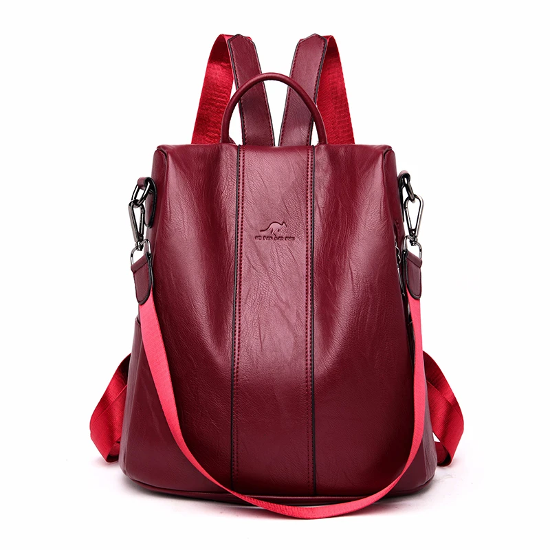 

2019 Women Leather Backpacks High Quality Sac A Dos Schoolbag Casual Daypack Female Leather Vintage Backpack For Girls Back Pack