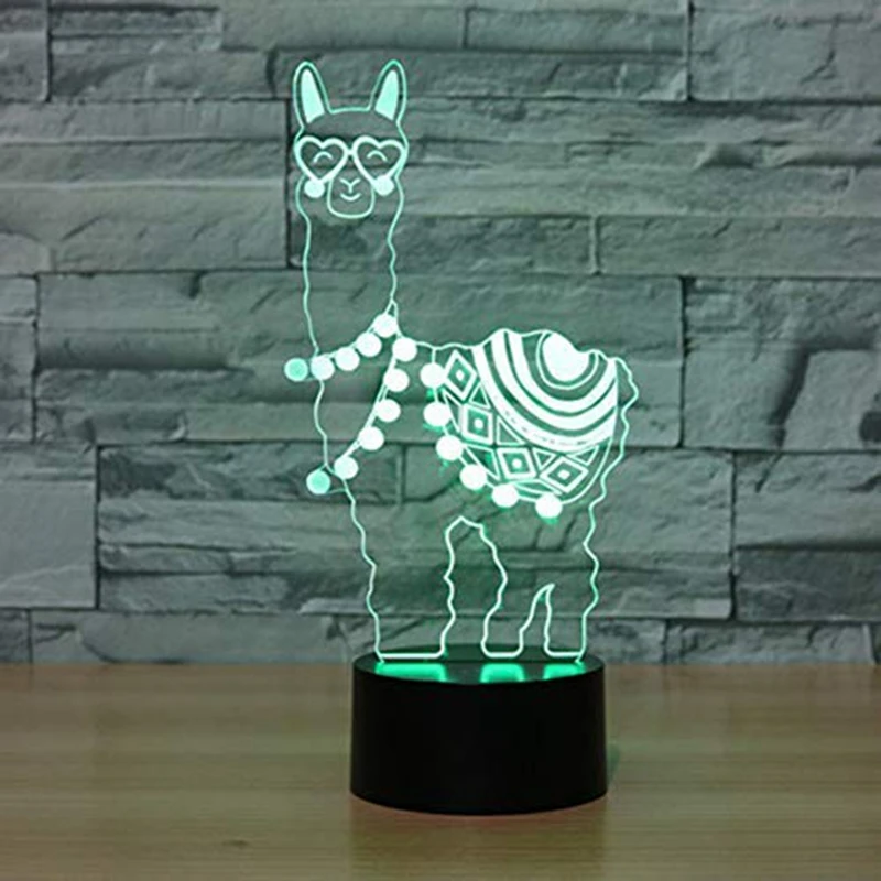 Лучшие 3D иллюзионные лампы светодиодный ночник Альпака лама USB 7 цветов Сенсорная настольная лампа для детей подарки на день рождения украшение дома