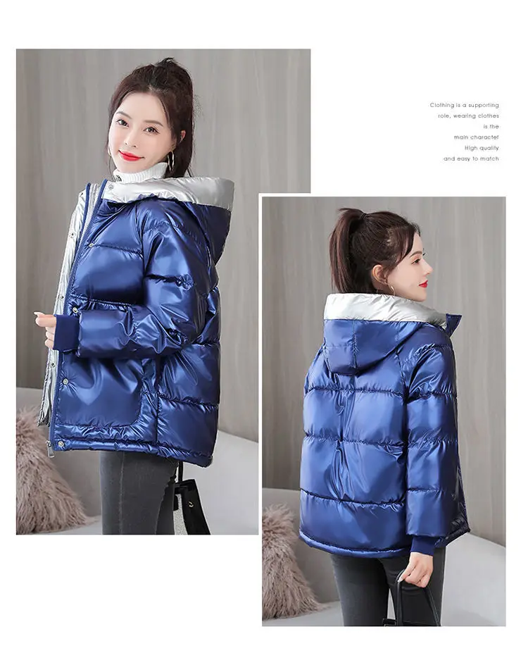 Winter Jacket Women 2021 New Glossy Down Cotton Coat Winter Warm Down Jacket Parkas Thick Warm Cotton-Padded Coat Outwear Female Winter Jacket Women 2021 New Glossy Down Cotton Coat Winter Warm Down Jacket Parkas Thick Warm Cotton-Padded Coat Outwear Female
