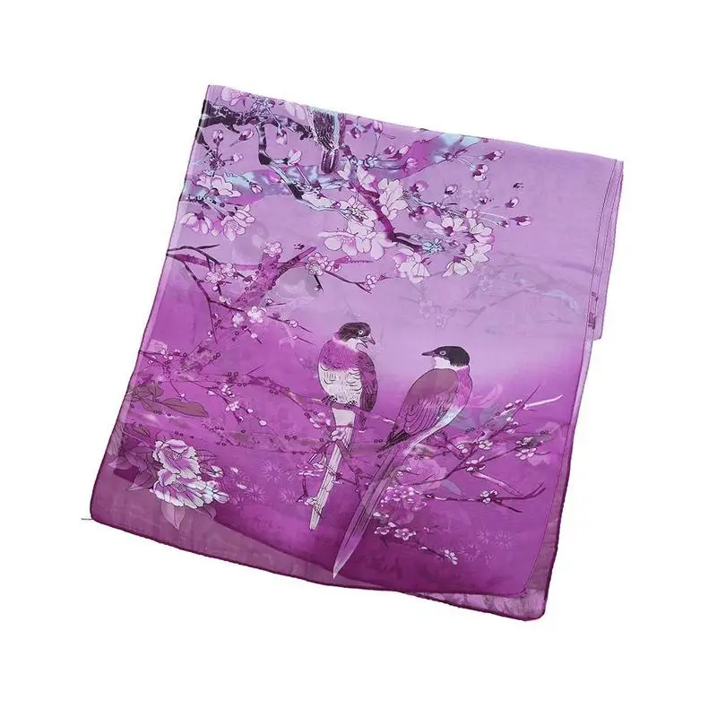 Новый женский шифоновый шарф с рисунком пиона длинный шифоновая шаль S4U0 |