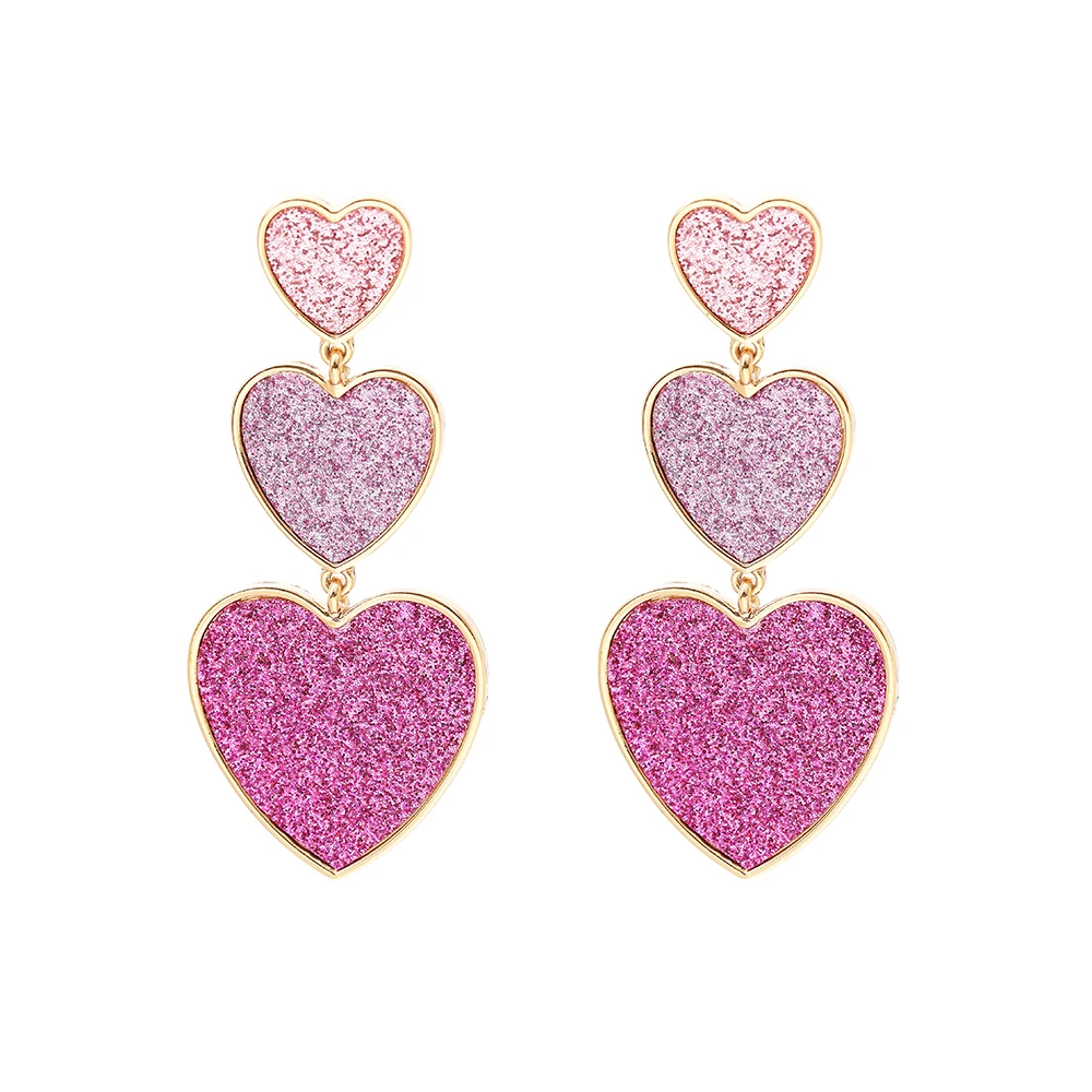 Lost Lady Cute Heart Pendant Drop Earrings for Women Wedding Statement Earrings Jewelry