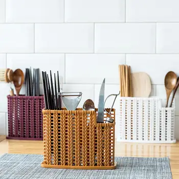 

Plastic Draining Shelf Kitchen Cutlery Chopsticks Storage Box Rack Organizer