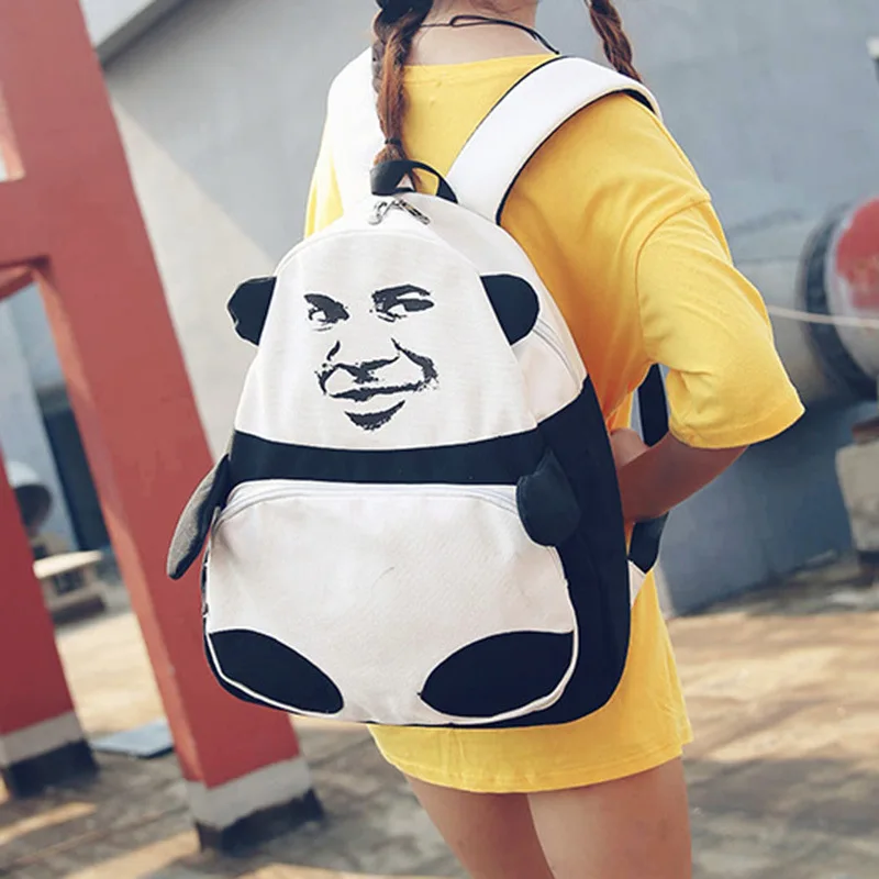 

Panda Gold Curator Runaway China Mobile Facial Expression Package Jacky Cheung Canvas Backpack Schoolbag Backpack