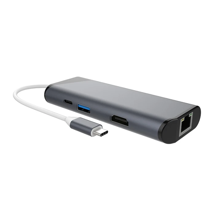 Многопортовое «7-в-1 концентратор Тип с разъемами типа C и USB3.0 4K HDMI устройство для чтения карт SD TF Ethernet-адаптер док-станция VH99