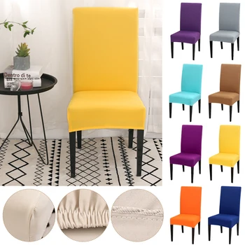 

Solid Color Chair Cover Stretch Elastic Slipcovers Chair Cover For Dining Rooms White Kitchen Wedding Banquet Hotel 1/2/4/6PCS