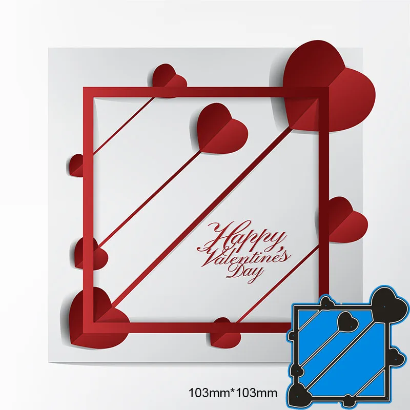 Love Heart Square Backgroud Metal Cutting Dies DIY Embossing Scrapbooking Cardmaking Wedding Invitation Party Card Maker | Дом и сад
