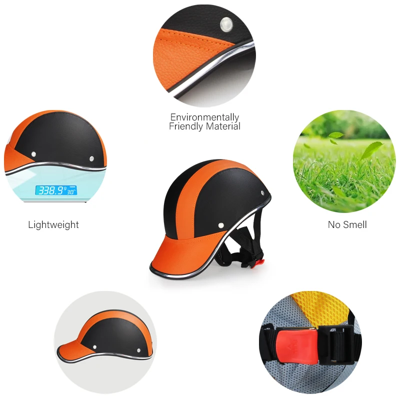 Mosodo Motorcycle Helmet Half Face Baseball Cap Bicycle Vintage Helmet for Men Women Electric Vehicle Safety Hard Hat