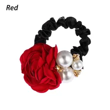  1Pc Fashion Women Big Rose Flower Elastic Hair Ring Girls Pearl Rhinestone Hair Bands Elastic Hair Rubber Bands Hair Accessories 