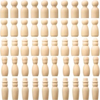 

Unfinished Wooden Peg Dolls,5 Assorted Shapes Decorative Family Wood People Figures for Painting Craft Art Projects60Pcs