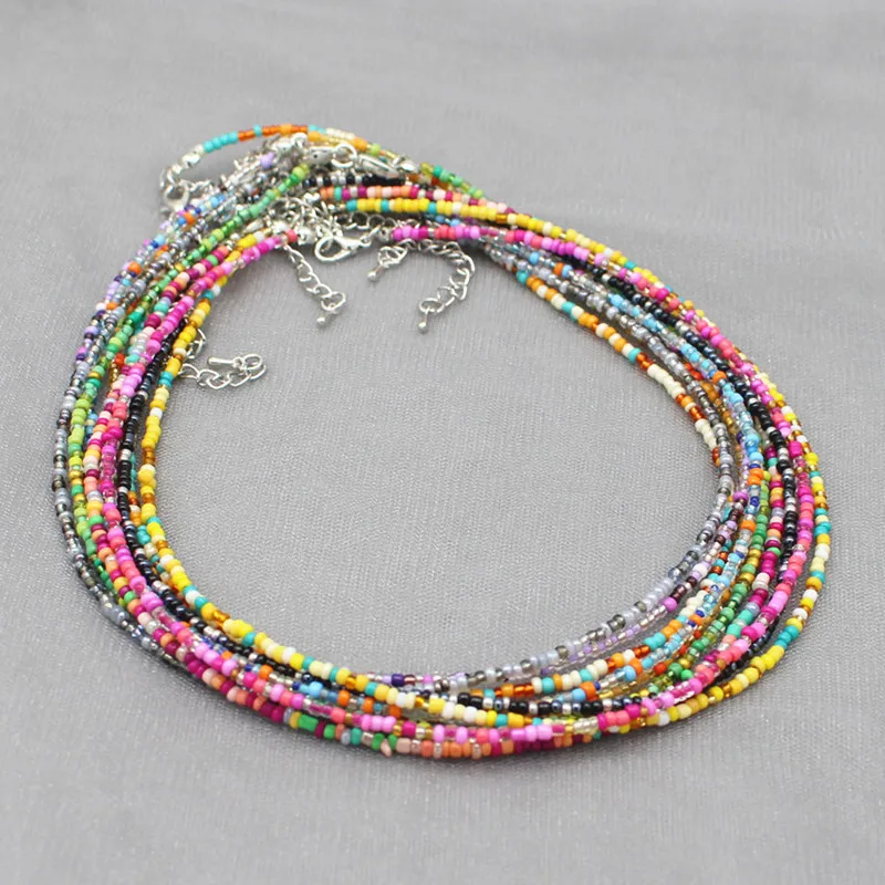 Simple Seed Beads Strand Choker Necklace Women String