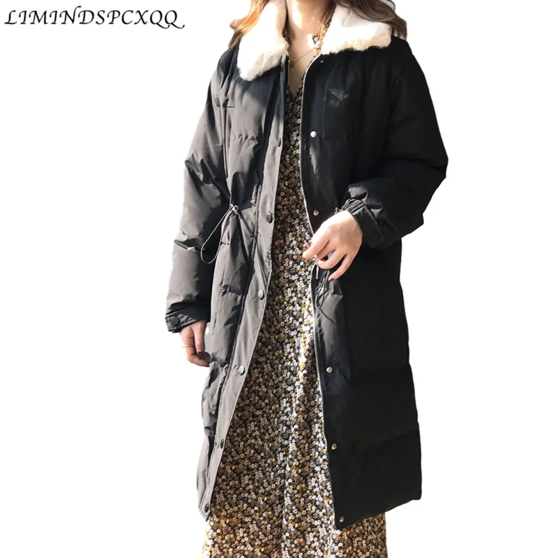 

Women Fur Collar Oversize Long Parkas Thick Winter Long Sleeve Pockets Female Warm Overcoat Casacos De Inverno Feminino Casaco