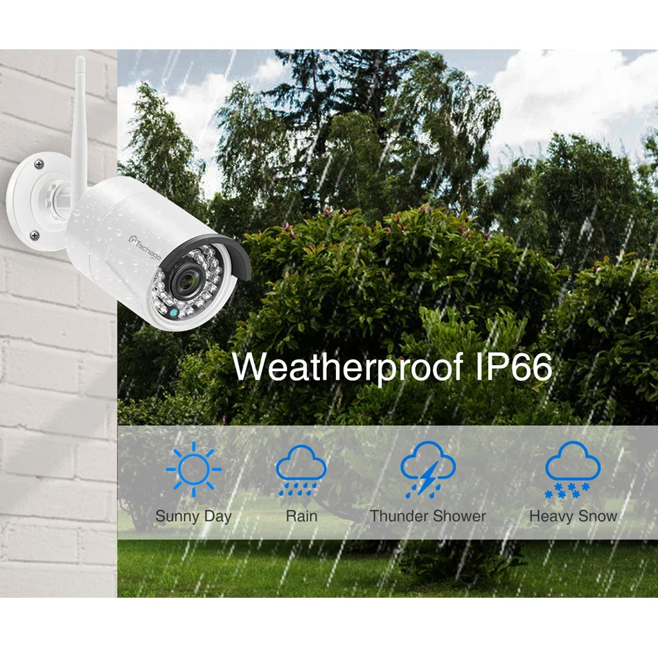 Techage 8CH Audio Sound Wireless CCTV Security System 1080P 2MP Wifi NVR Waterproof Camera P2P Vide
