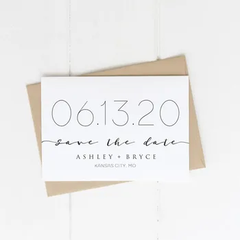 

Save the Date Card Magnet Photo Modern Black and White Printable White Neutral Classy Minimalist Simple Chic Wedding Announcemen