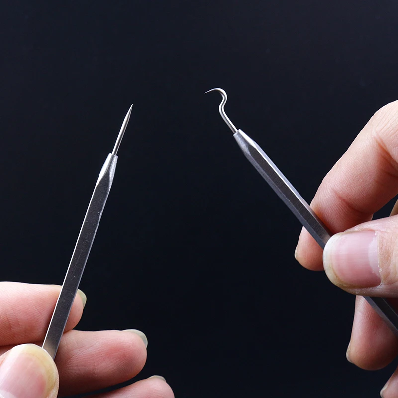 Description Picture 5 of item2pcs/set new developed fly tying bodkins tools kit straight tip&hooked tip assorted 304 stainless steel material fly tying tools