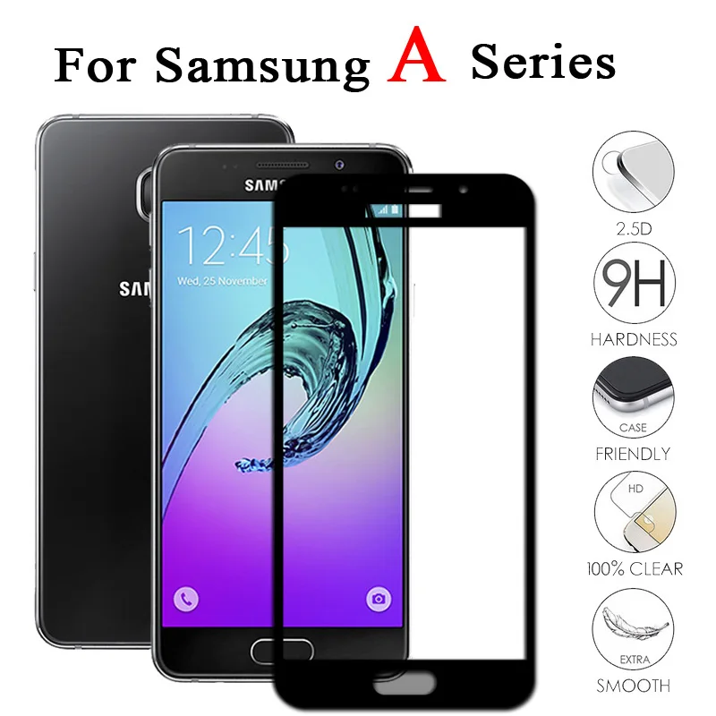 

Screen Protector for Samsung Galaxy A6 A8 Plus A7 A9 A5 2018 Tempered Protective Glass for Samsung A5 A3 A7 2017 2016 A 7 6 5 3