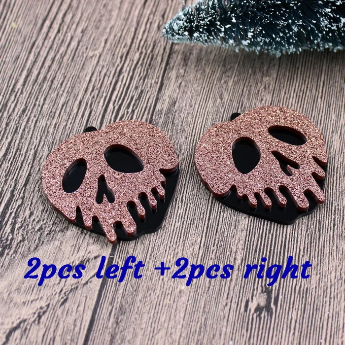 4pcs)50mm Acrylic Poison Apple Earrings Halloween Party Gift Black Glitter Apple 2inches Snow White 7 Laser Cutout-AC1584 - Цвет: coffee glitter-4pcs