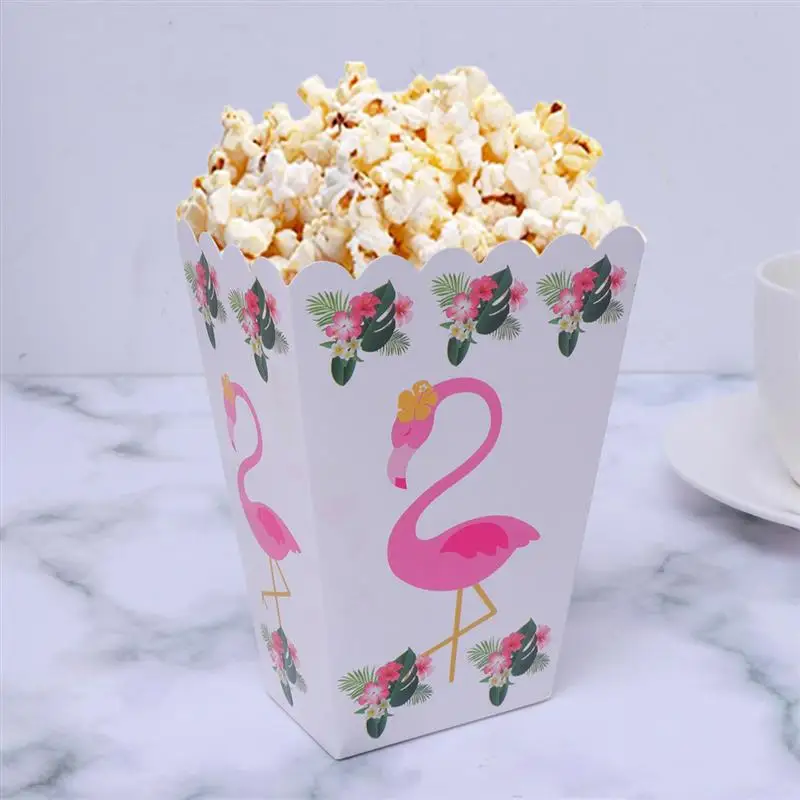 

6pcs Popcorn Box Flamingo Snack Container Popcorn Cartons Paper Boxes for Candy