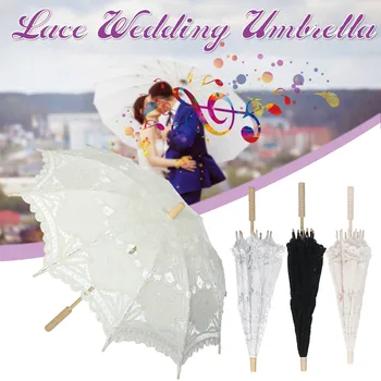 

Elegant Embroidered Lace Umbrella Cotton Embroidery Ivory Parasol Sun Umbrella Wedding Umbrella Vintage Bridal Decor Multi-color