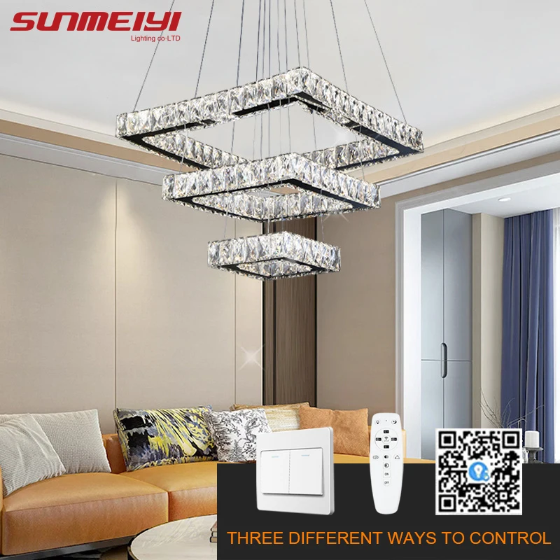 Moderna Ha Portato Lampadari Dimmerabile Lampadario Di Cristallo Di Illuminazione Per Soggiorno Sala Da Pranzo Cucina Anelli Di Led Lampadario Cristal