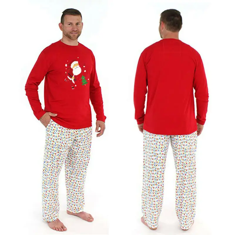 Рождественские Семейные комплекты; хлопковые пижамы; одежда для сна для родителей и детей; одежда для сна с Санта-Клаусом для папы, мамы и ребенка; комплекты одежды