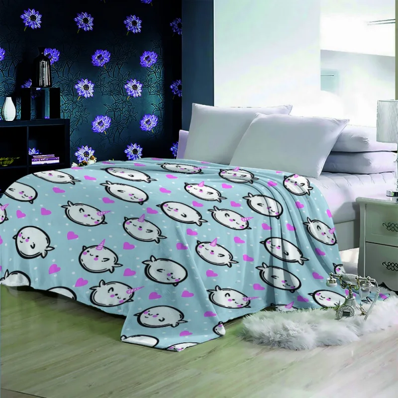 Супер мягкое фланелевое одеяло с мультипликационным принтом, теплое однотонное теплое микро плюшевое Флисовое одеяло, плед, диван, постельные принадлежности, Прямая поставка