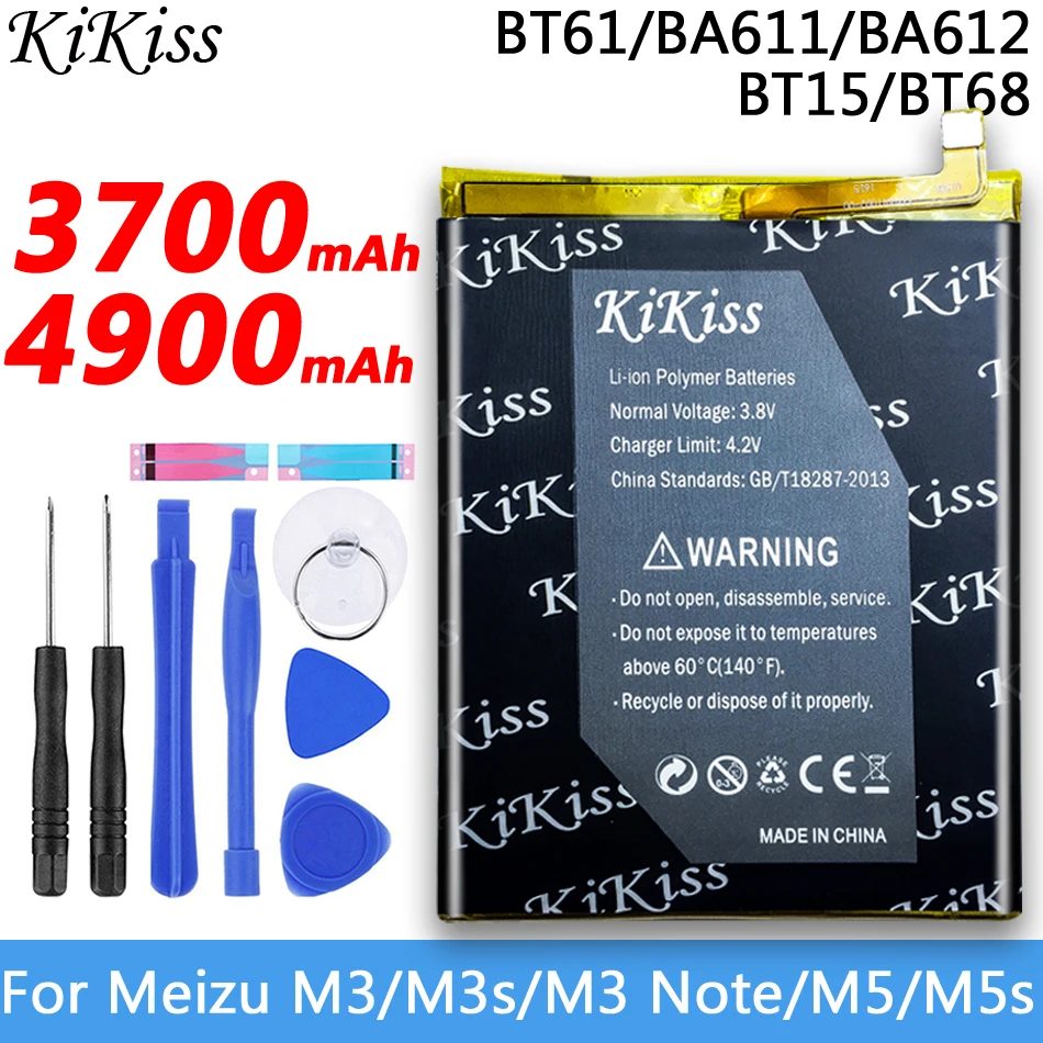 KiKiss Батарея BT61 BT15 BT68 BA611 BA612 для Meizu M3 Примечание L681H M681H/M3 M3S/M3S Mini/M5 Meilan Note 5/M5S 5S акумуляторная батарея