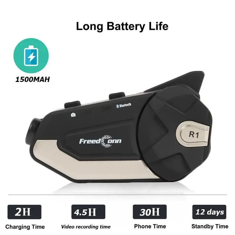 

R1 1080P Helmet Headset HD Camera Motorcycle Waterproof Stereo Music WiFi BT APP Group Chat with L6 Remote Controller