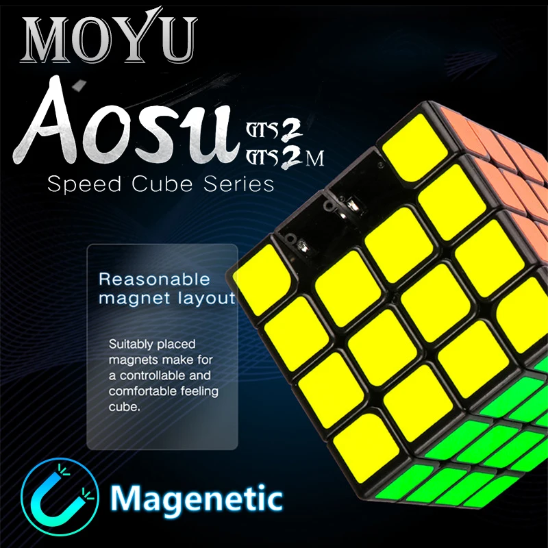 

New MoYu Aosu GTS2M 4x4x4 Magnetic Magic Speed Cube Professional Stickerless GTS2 M Magnets Puzzle Cubo Magico Toys For Children